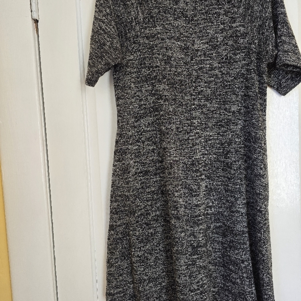black and white  heather Knee-Length sweater Dress